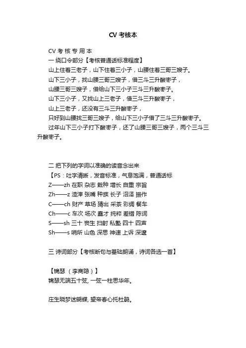 CV考核本
