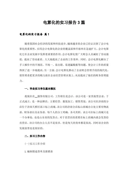 电算化的实习报告3篇