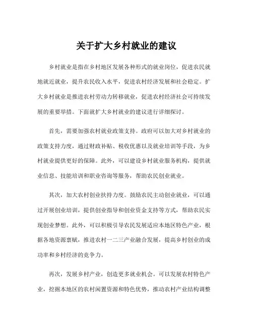 关于扩大乡村就业的建议