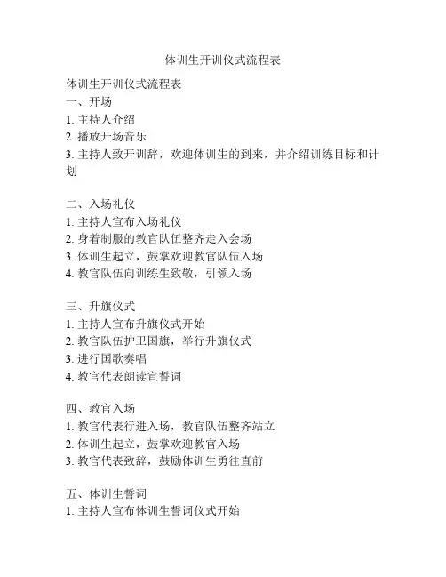 体训生开训仪式流程表
