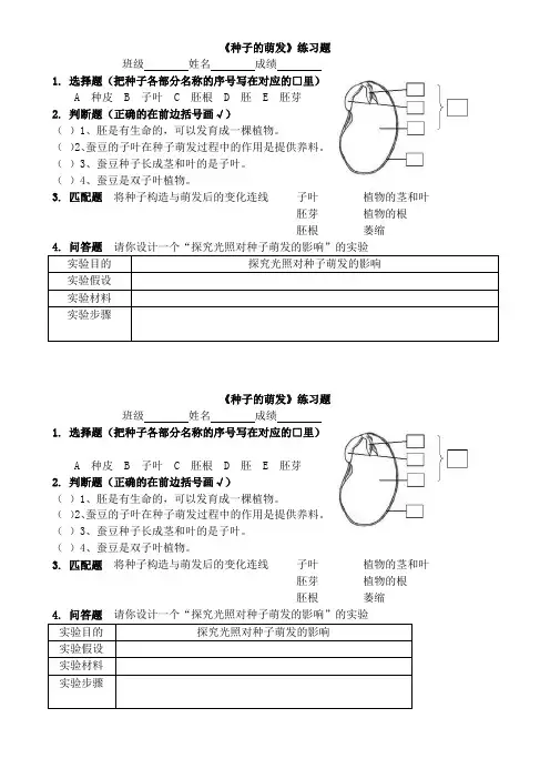 《种子的萌发》练习题