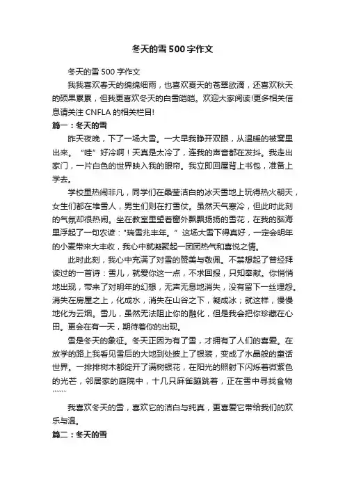冬天的雪500字作文