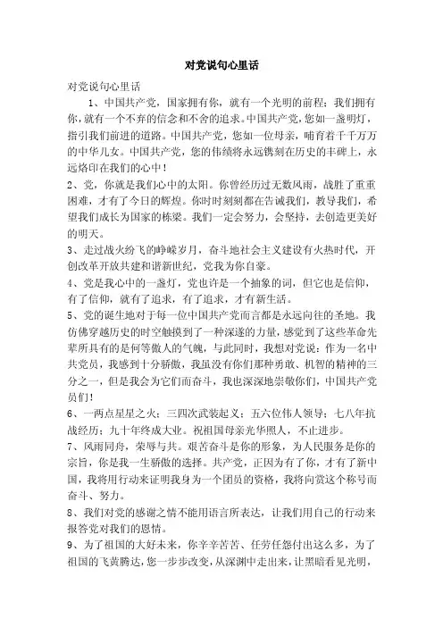 对党说句心里话（精简篇）