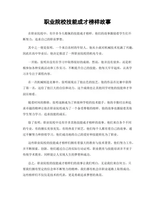 职业院校技能成才榜样故事