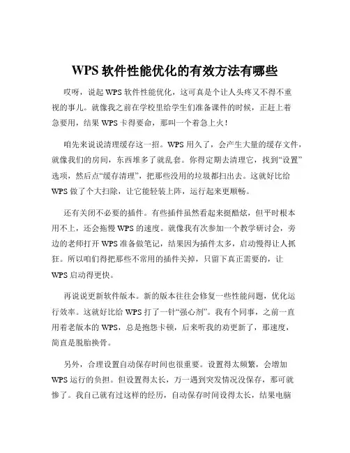 WPS软件性能优化的有效方法有哪些