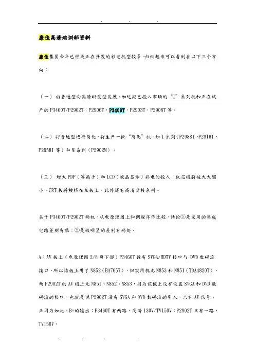 康佳高清培训内部资料全