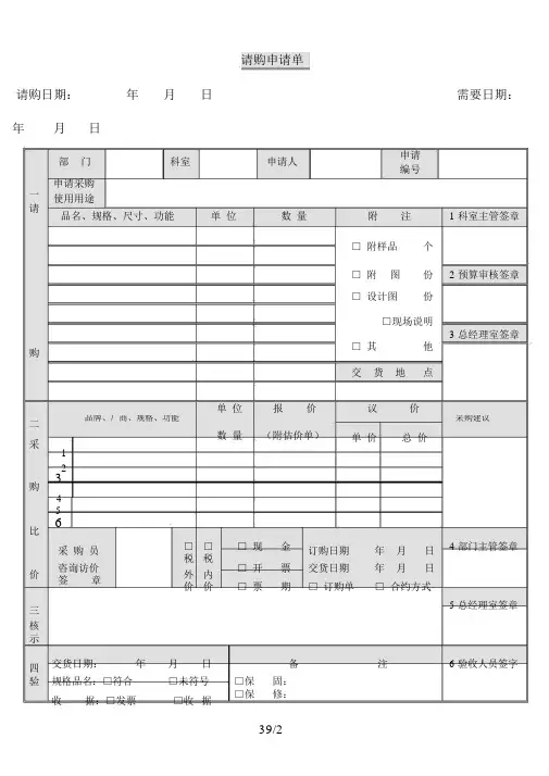 企业请购申请单