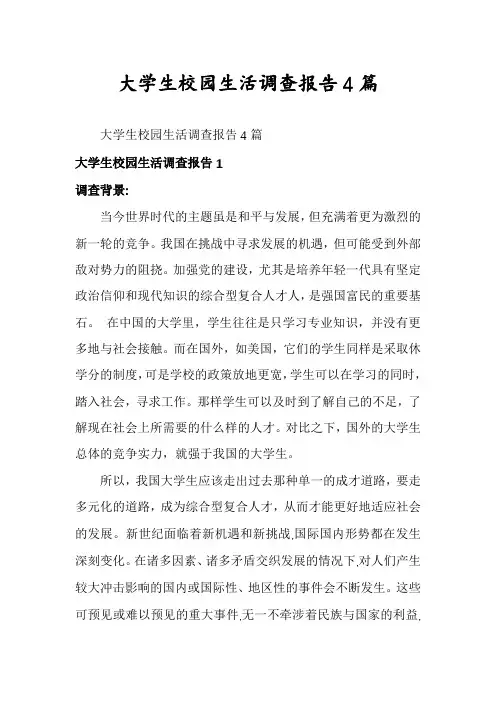 大学生校园生活调查报告4篇