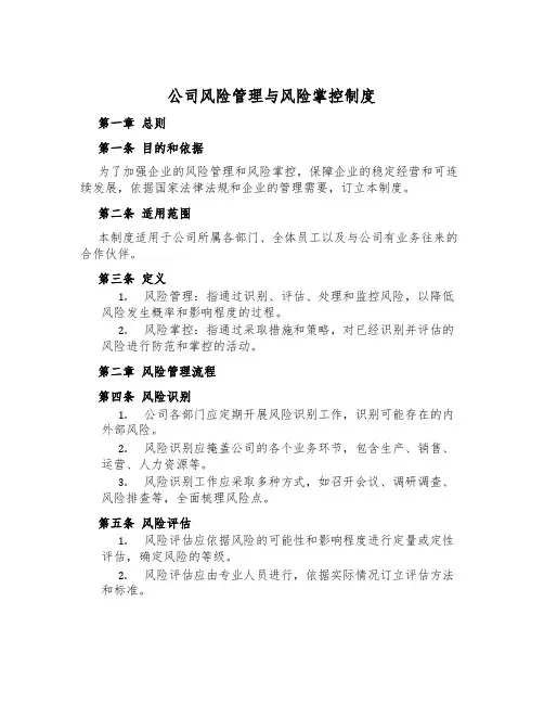 公司风险管理与风险控制制度