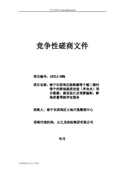 村耕地提质招投标书范本