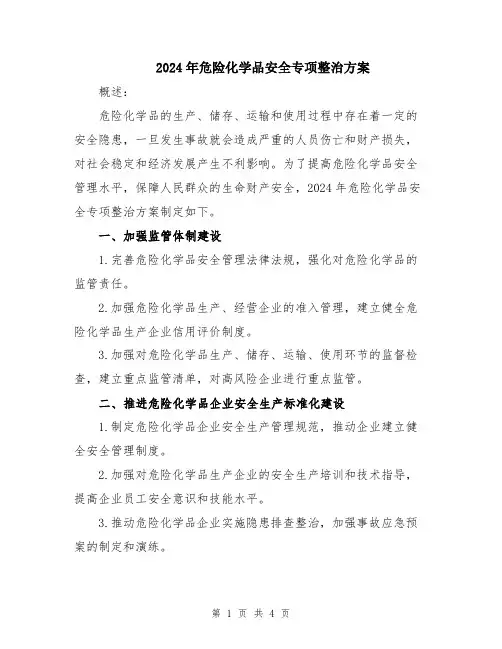 2024年危险化学品安全专项整治方案