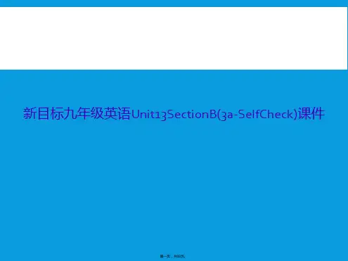 新目标九年级英语Unit13SectionB(3a-SelfCheck)课件