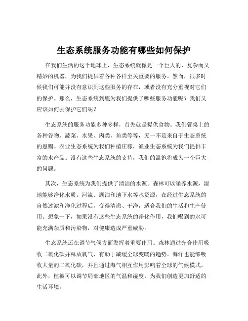 生态系统服务功能有哪些如何保护
