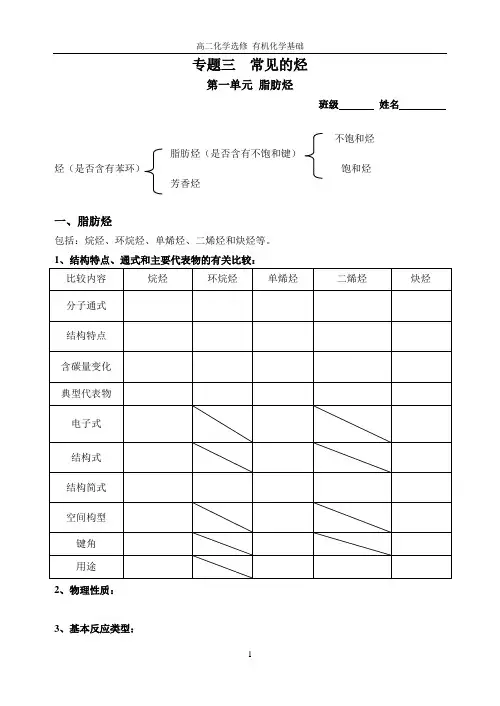 烃复习(学案