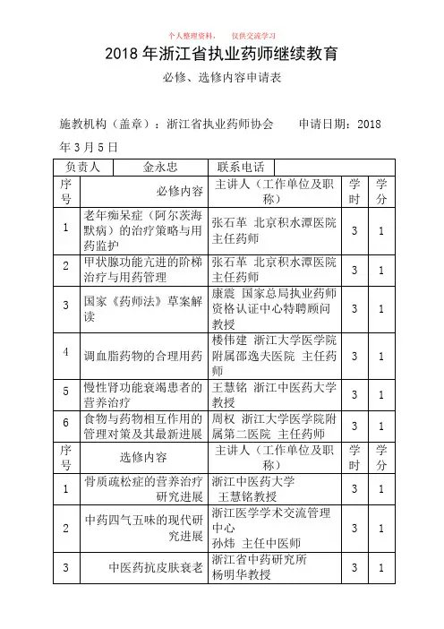 2018年浙江省执业药师继续教育
