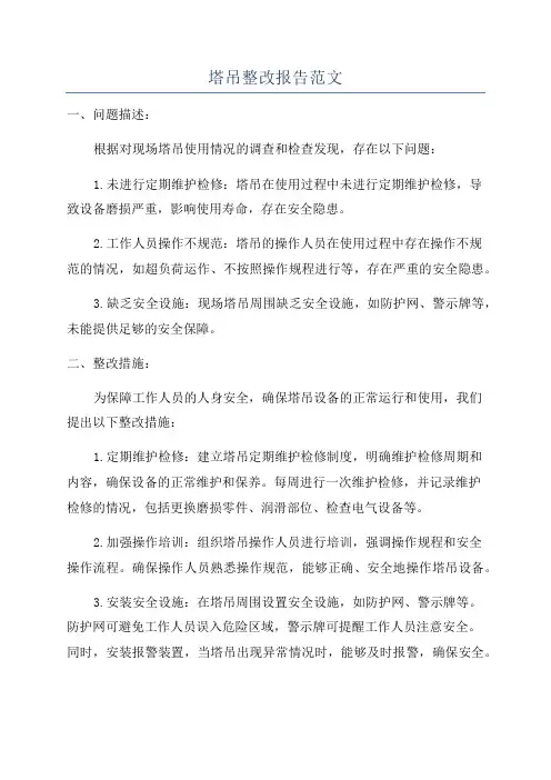 塔吊整改报告范文