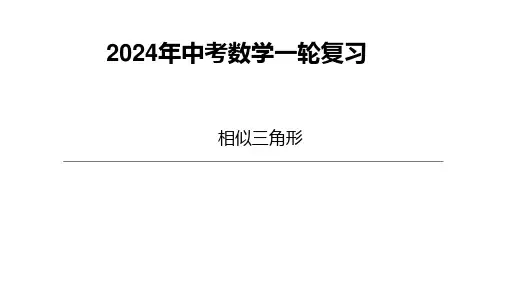 2024年中考第一轮复习相似三角形 课件