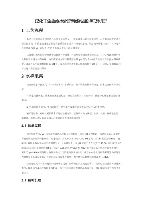煤化工含盐废水处理管线结垢过程及机理