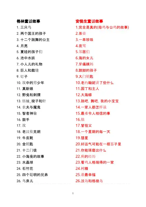 格林童话故事 安徒生童话故事-推荐下载