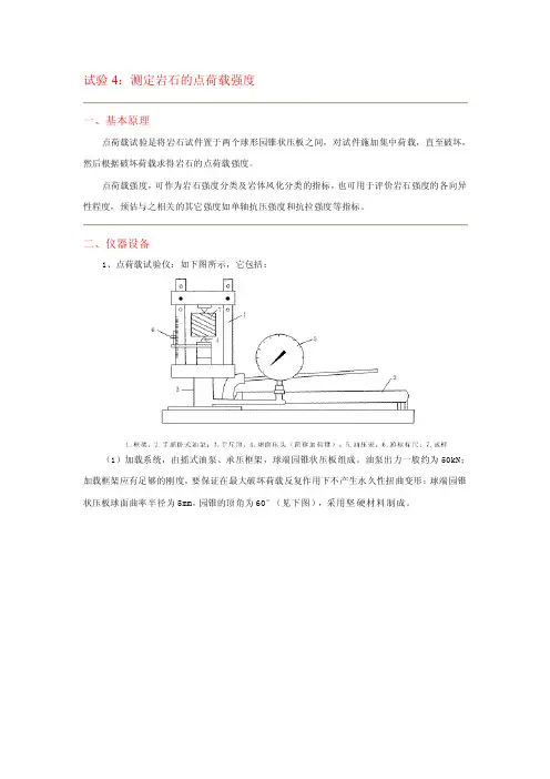 测试岩石的点荷载强度