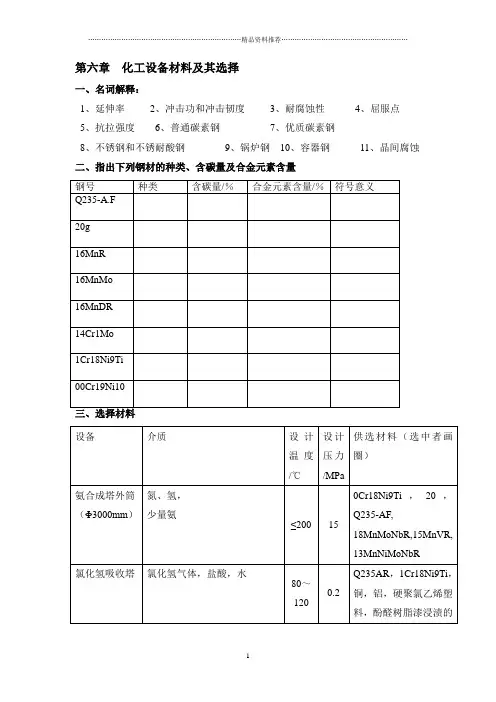 第一章化工设备材料及其选择