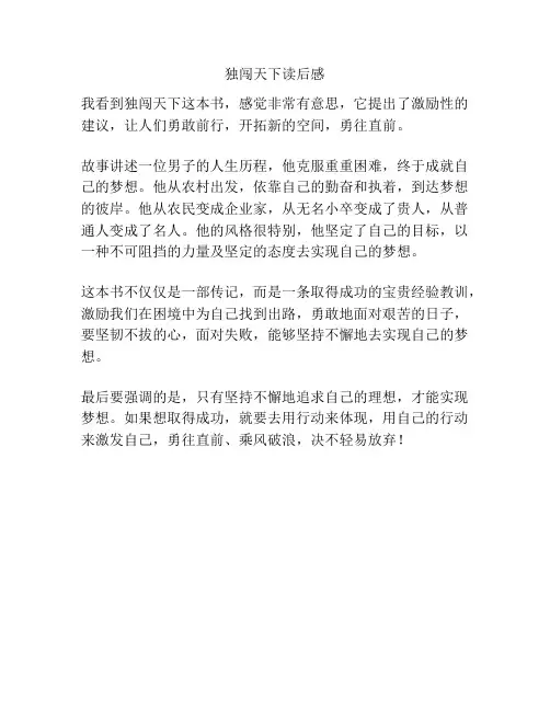 独闯天下读后感
