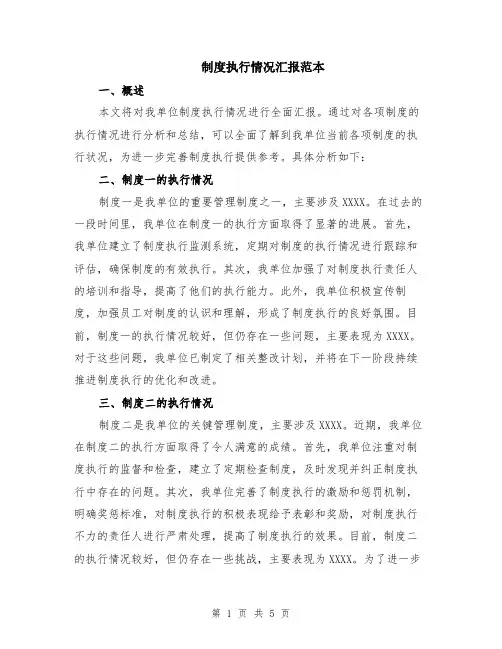 制度执行情况汇报范本（2篇）