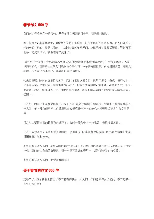春节作文600字