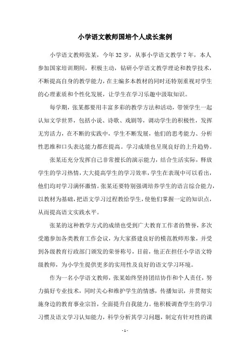 小学语文教师国培个人成长案例