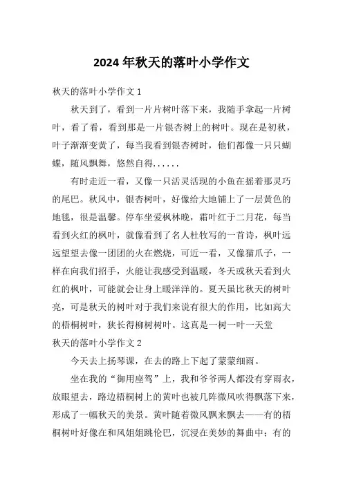 2024年秋天的落叶小学作文