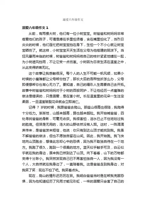 溺爱六年级作文
