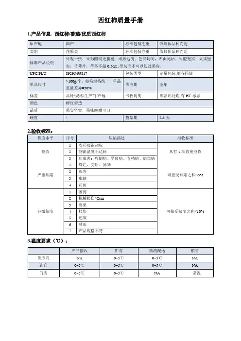 18quality manual Tomato西红柿质量手册验收标准