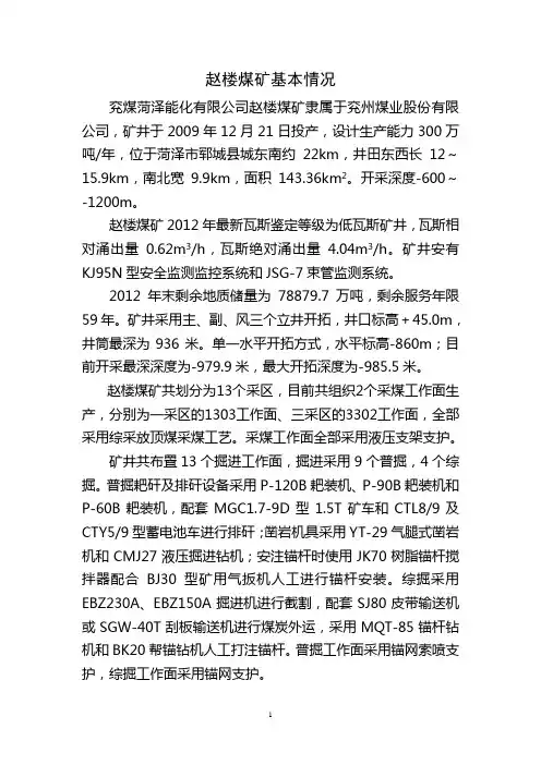 赵楼煤矿基本情况