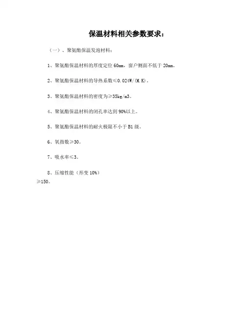 保温材料相关参数要求