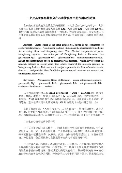 三七及其主要皂苷组分在心血管疾病中的作用研究进展