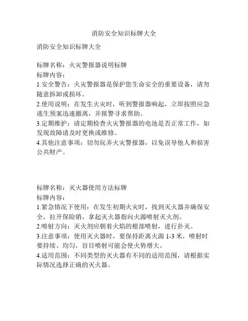 消防安全知识标牌大全