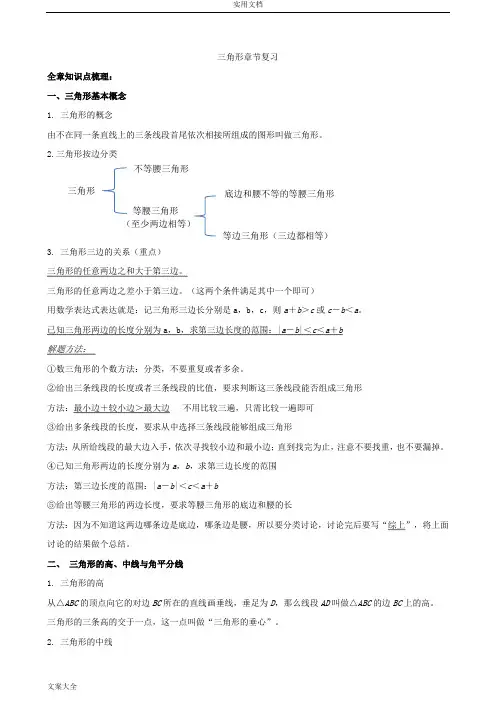 三角形(知识点+题型分类练习+基础检测+能力提高)