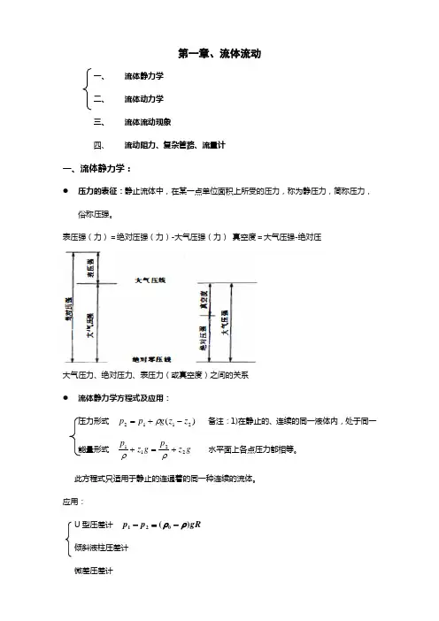 化工原理知识点总结复习重点(完美版)复习课程
