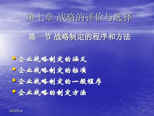 企业战略管理 战略的评价与选择