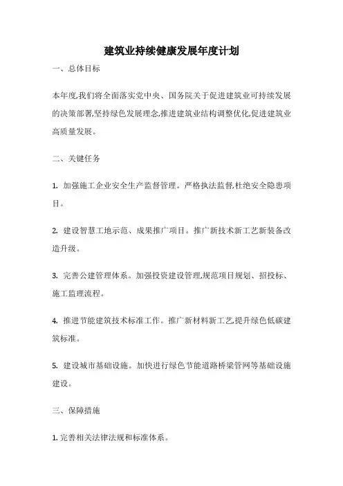 建筑业持续健康发展年度计划