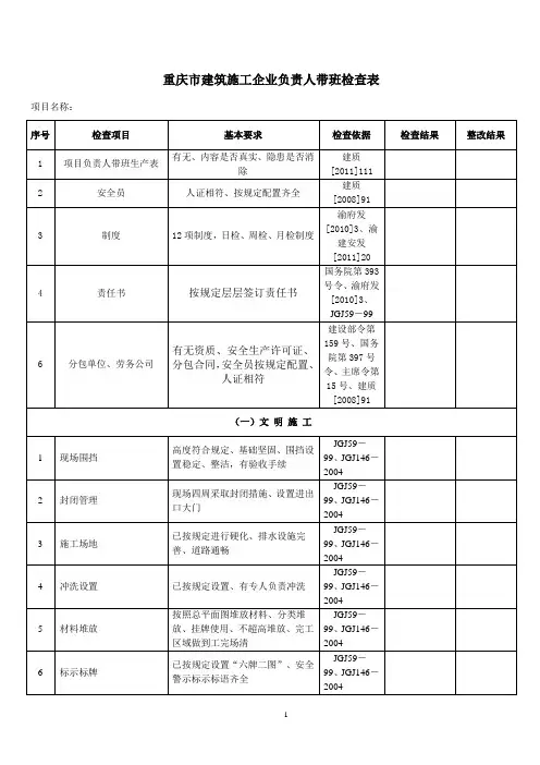 领导带班检查检查表