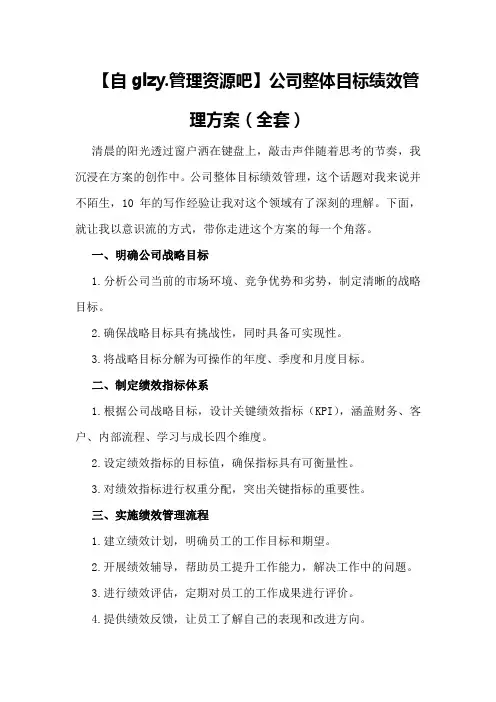 公司整体目标绩效管理方案3