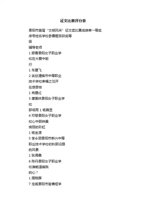 征文比赛评分表