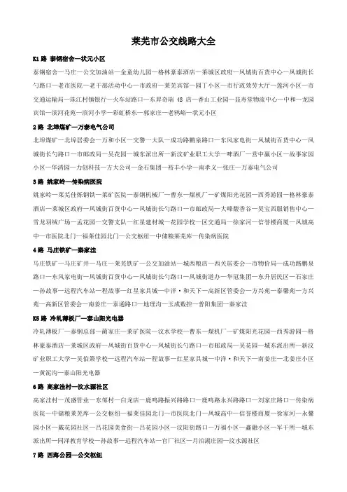 莱芜市公交线路大全