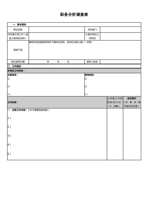 职务分析调查表(定稿)
