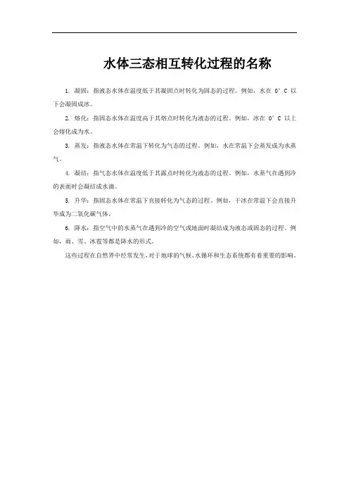 水体三态相互转化过程的名称