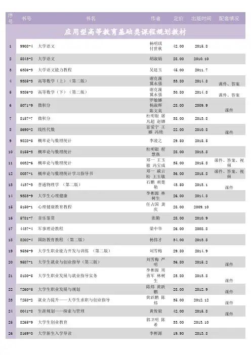 大连理工大学出版社2016春季书目本科分册