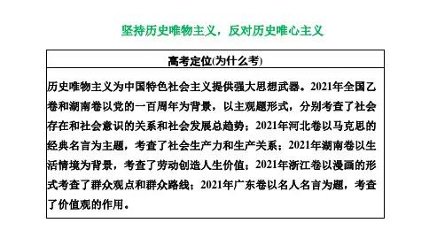高三总复习政治课件 坚持历史唯物主义,反对历史唯心主义