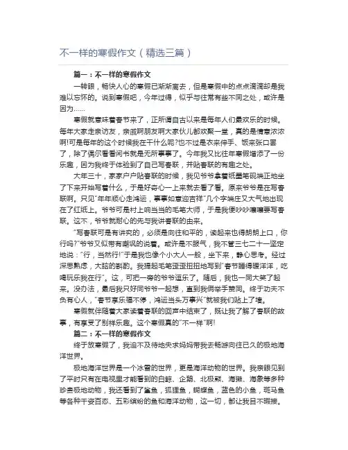 不一样的寒假作文(精选三篇)