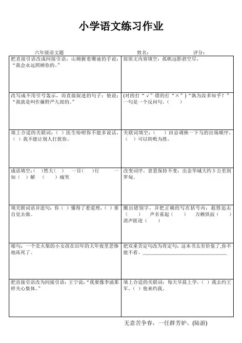 小学六年级语文素养提升练习24 (145)